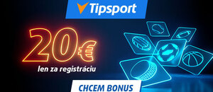 Zaznamenajte si tipsport bonus 20 € za bezplatnú registráciu